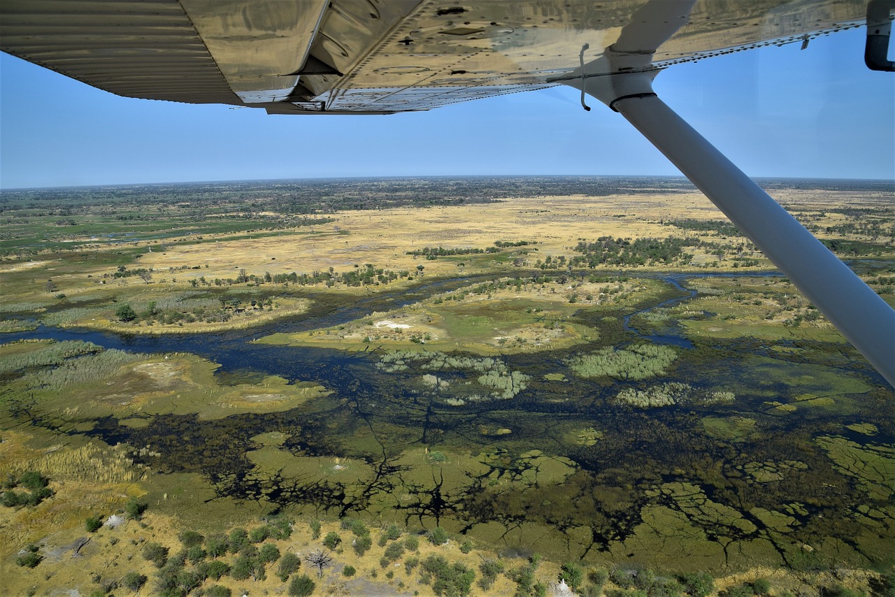 Luchtfoto Okavango delta botswana