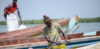 Sédhiou Sédhiou Senegal – rivier en traditionele huizen in Casamance