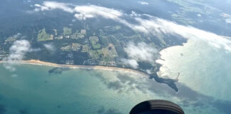 Freefall over the Coral Edge Skydive above Mission Beach